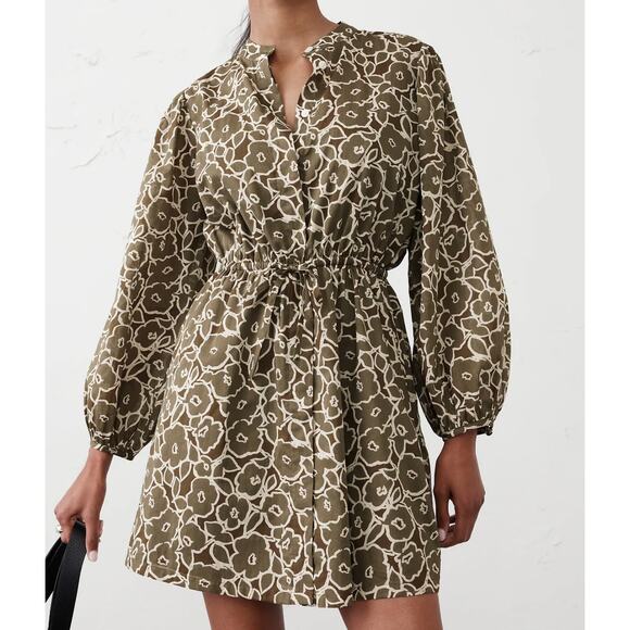 Banana Republic Dresses & Skirts - Banana Republic Olive Voile Floral Print Mini Shirtdress Size XXL NEW